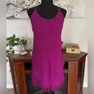 Maurices Magenta Spaghetti Strap Beach Dress with Fringe - Size Small